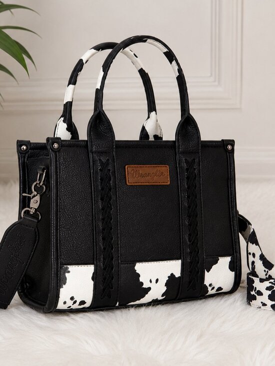 Wrangler Handbags - 🤍 Wrangler Black Cow Print Braided Tote Bag with Crossbody Strap | NWT